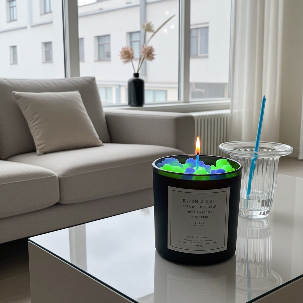 Black Candle with Colorful Wax